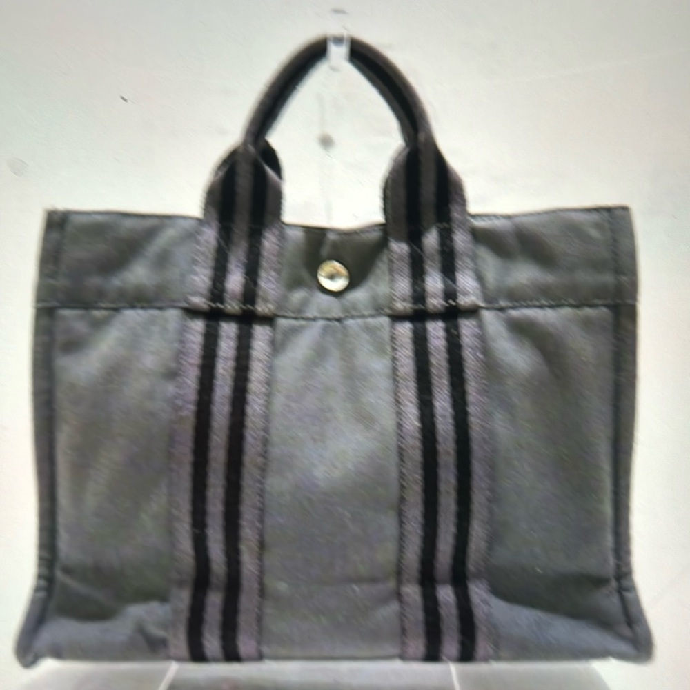 Hermes Tote Bag Foult PM Canvas Gray